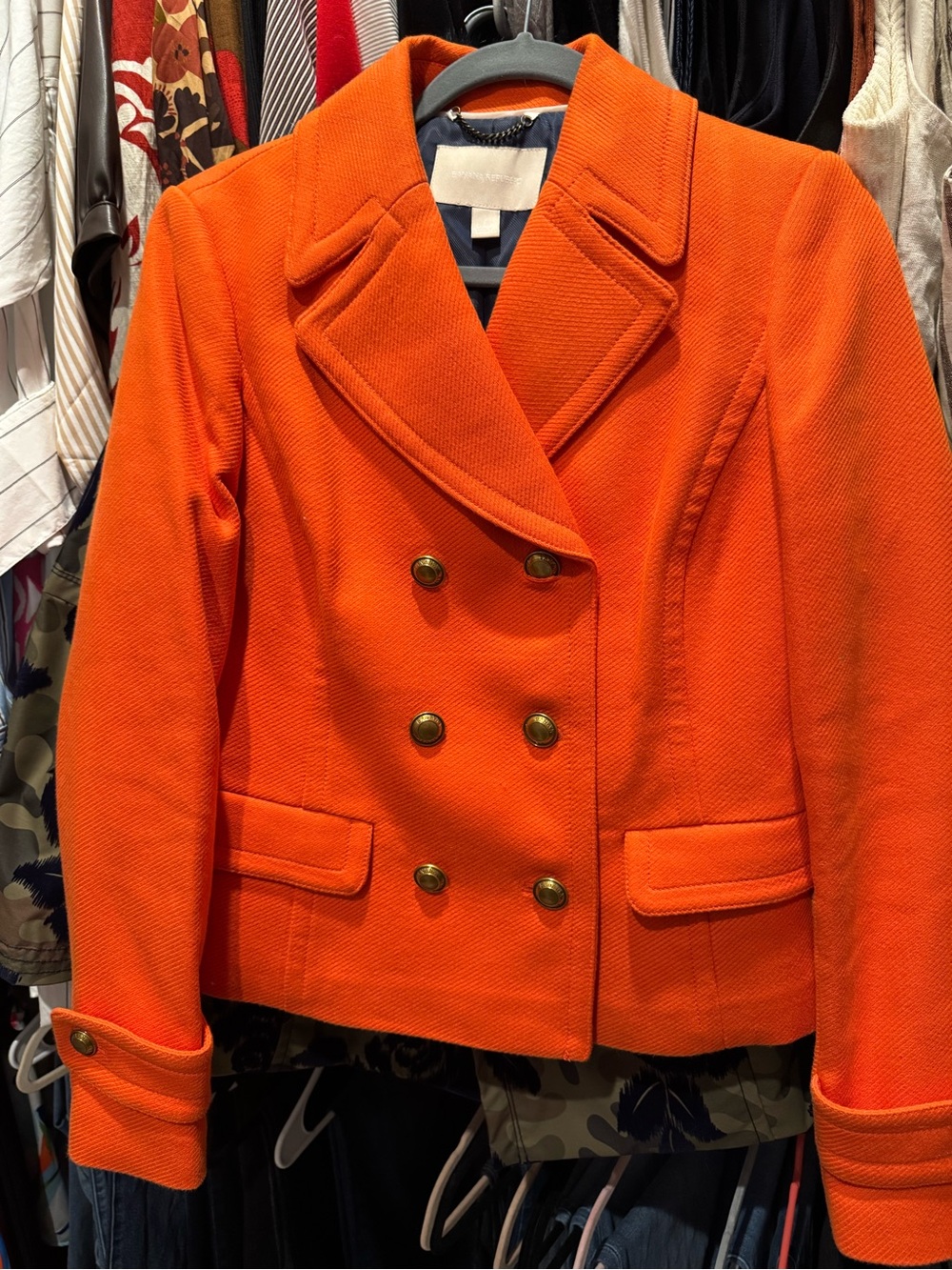 Banana Republic Bright Orange Double-Breasted Peacoat